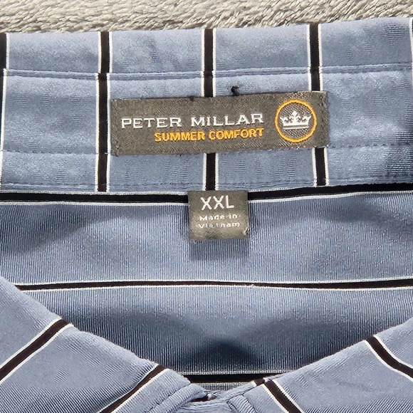 Peter Millar Polo Shirt Mens 2XL Blue Stripe Summer Comfort TPC Scottsdale Golf - Picture 4 of 13